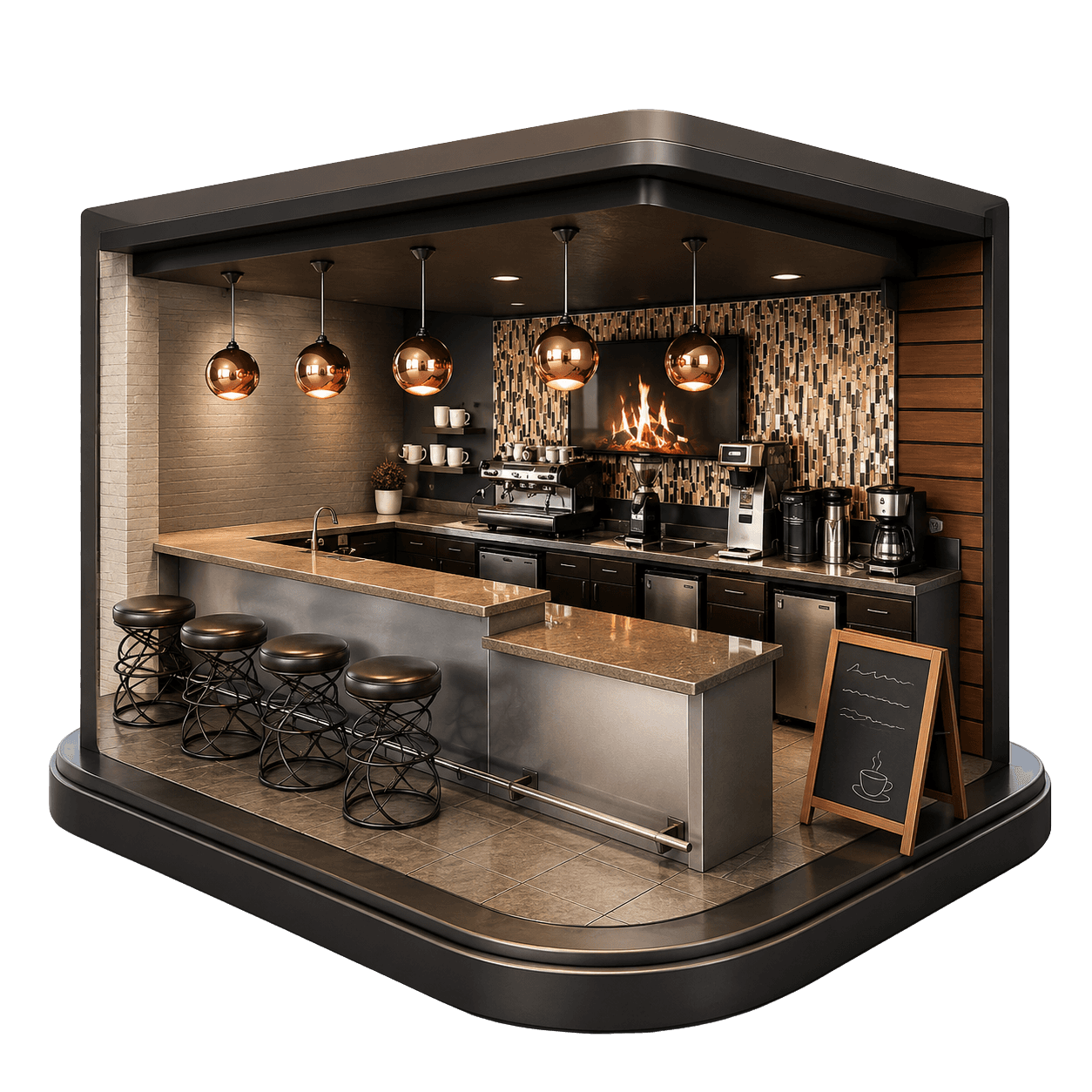 Coffee bar — miniature diorama