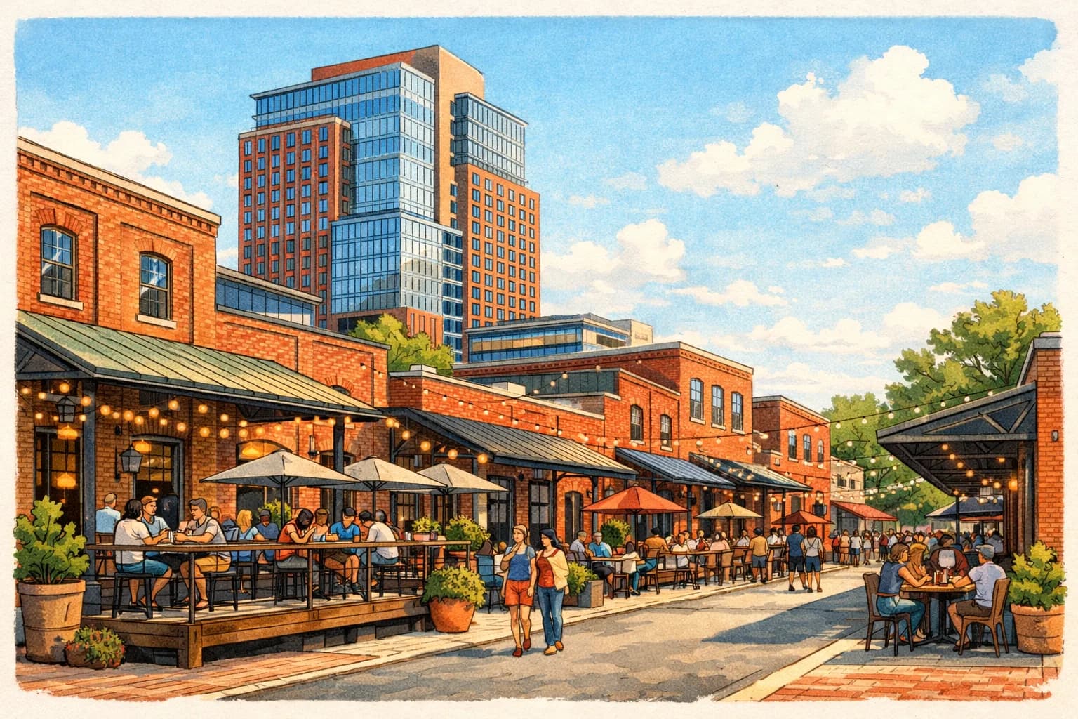 Warehouse District & Morgan Street Food Hall near Martin Marietta Center