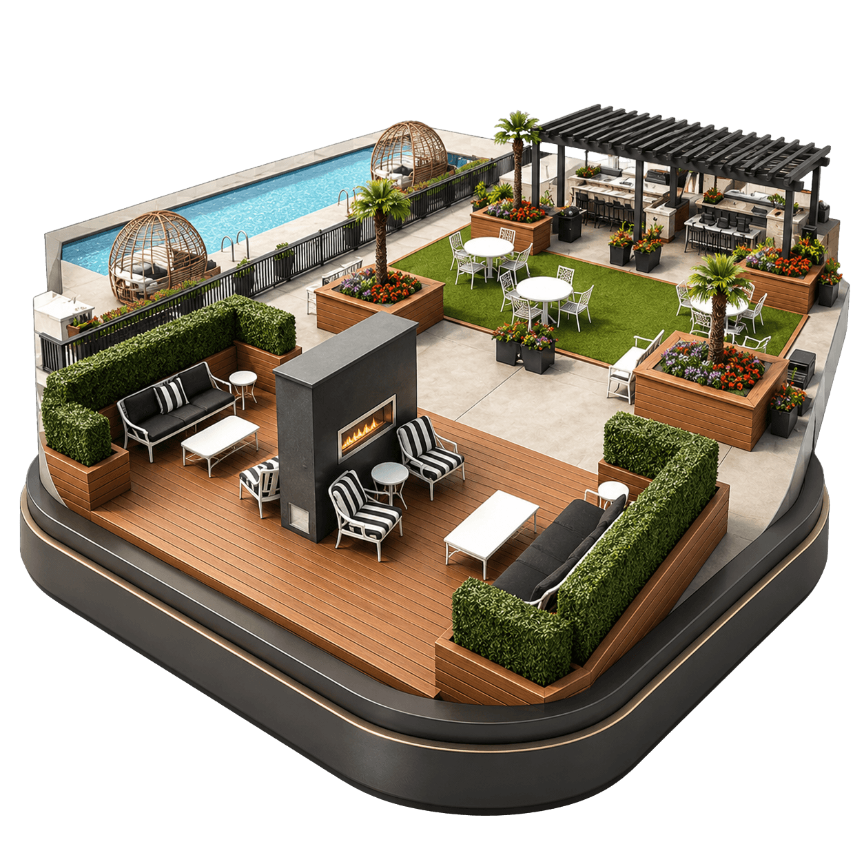 Rooftop lounge — miniature diorama