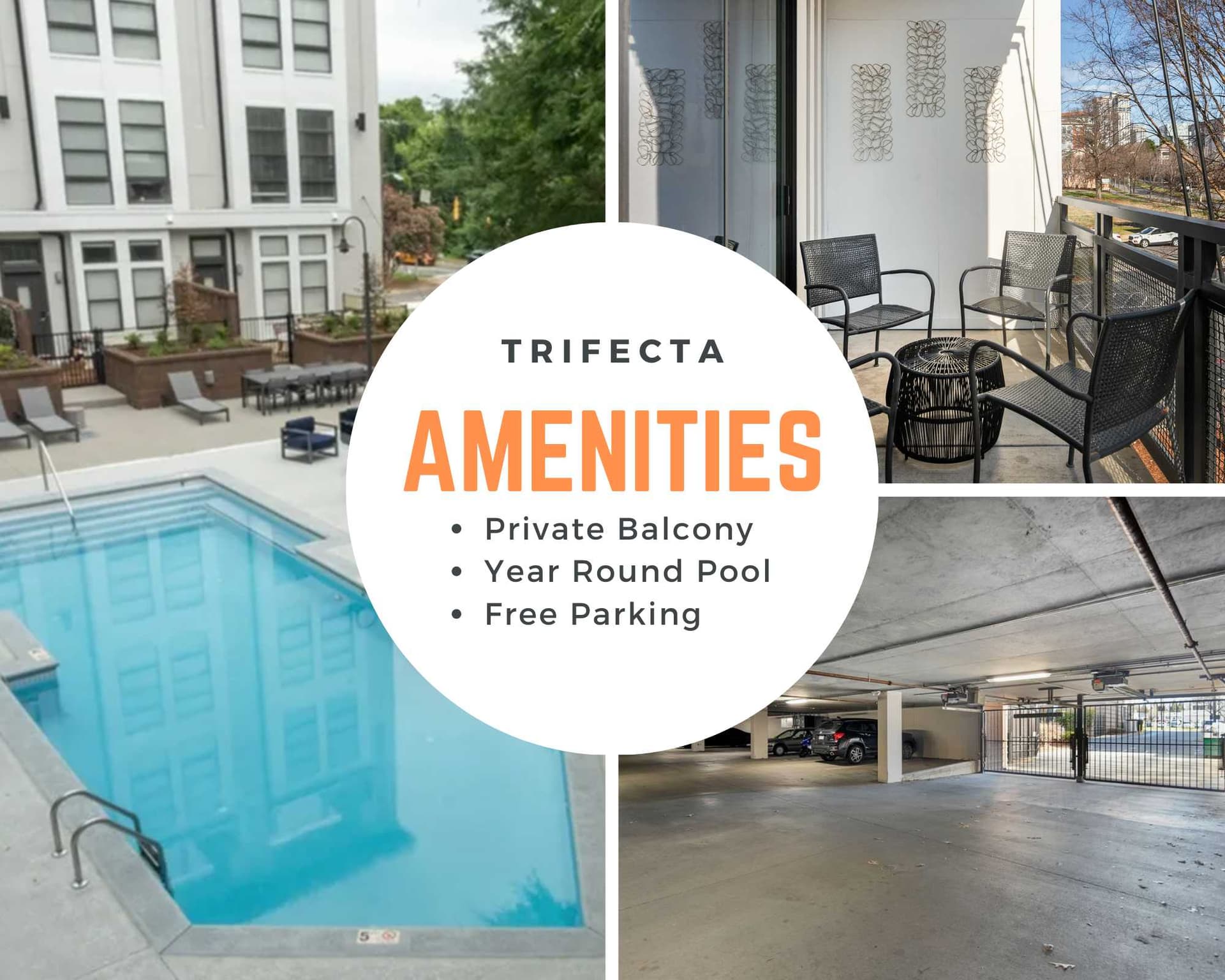 Amenities: Pool, balcony, parking