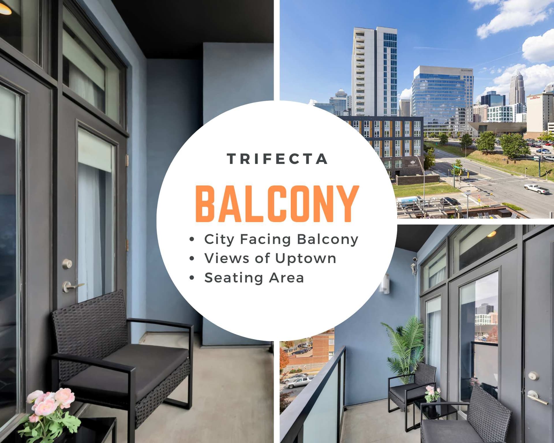 Balcony with Uptown City Skyline View