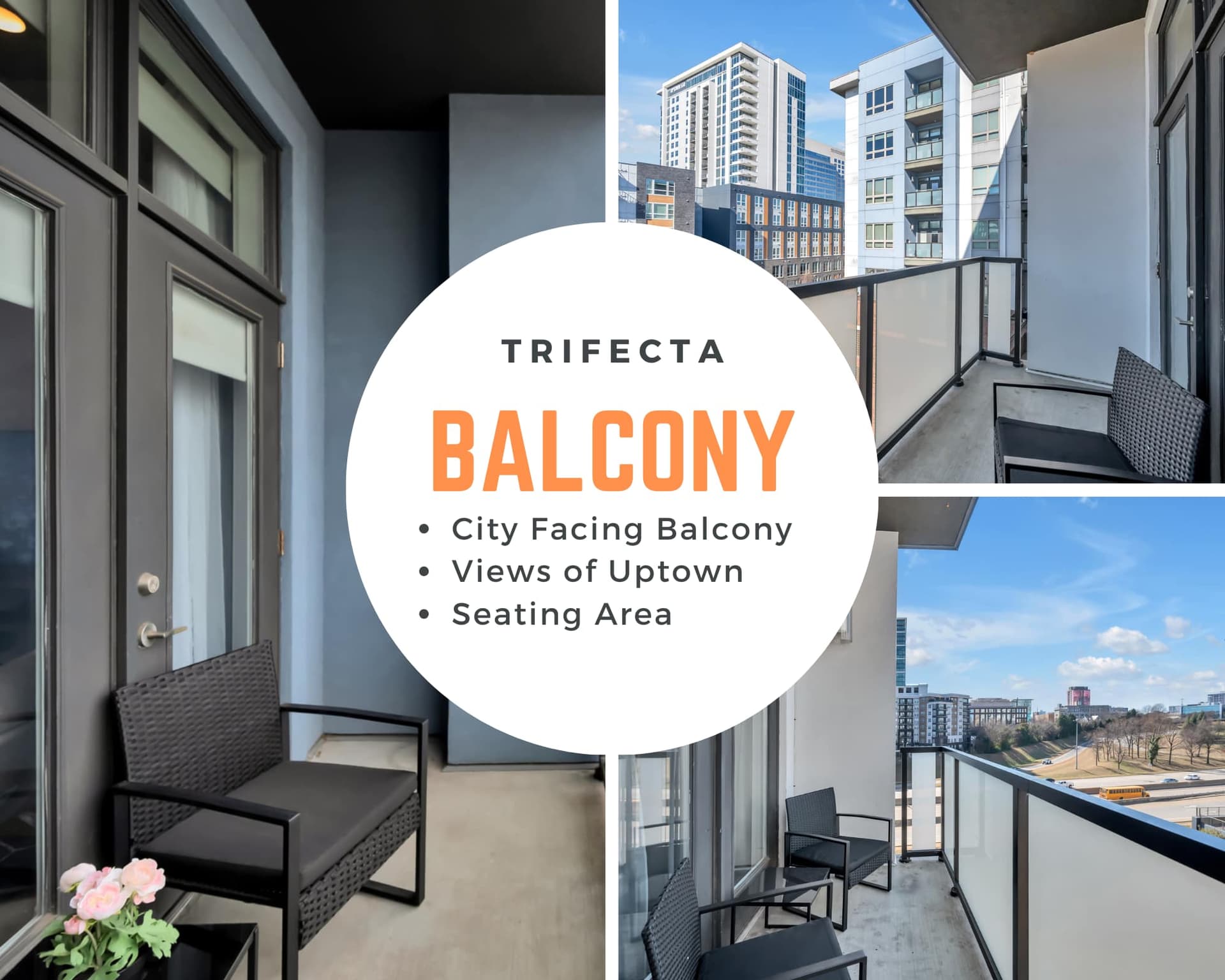 Balcony with Uptown City Skyline View