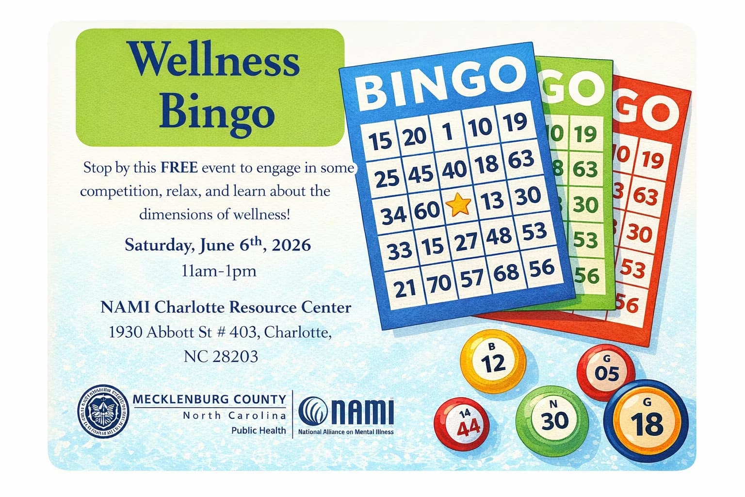 MeckMoves Wellness Bingo